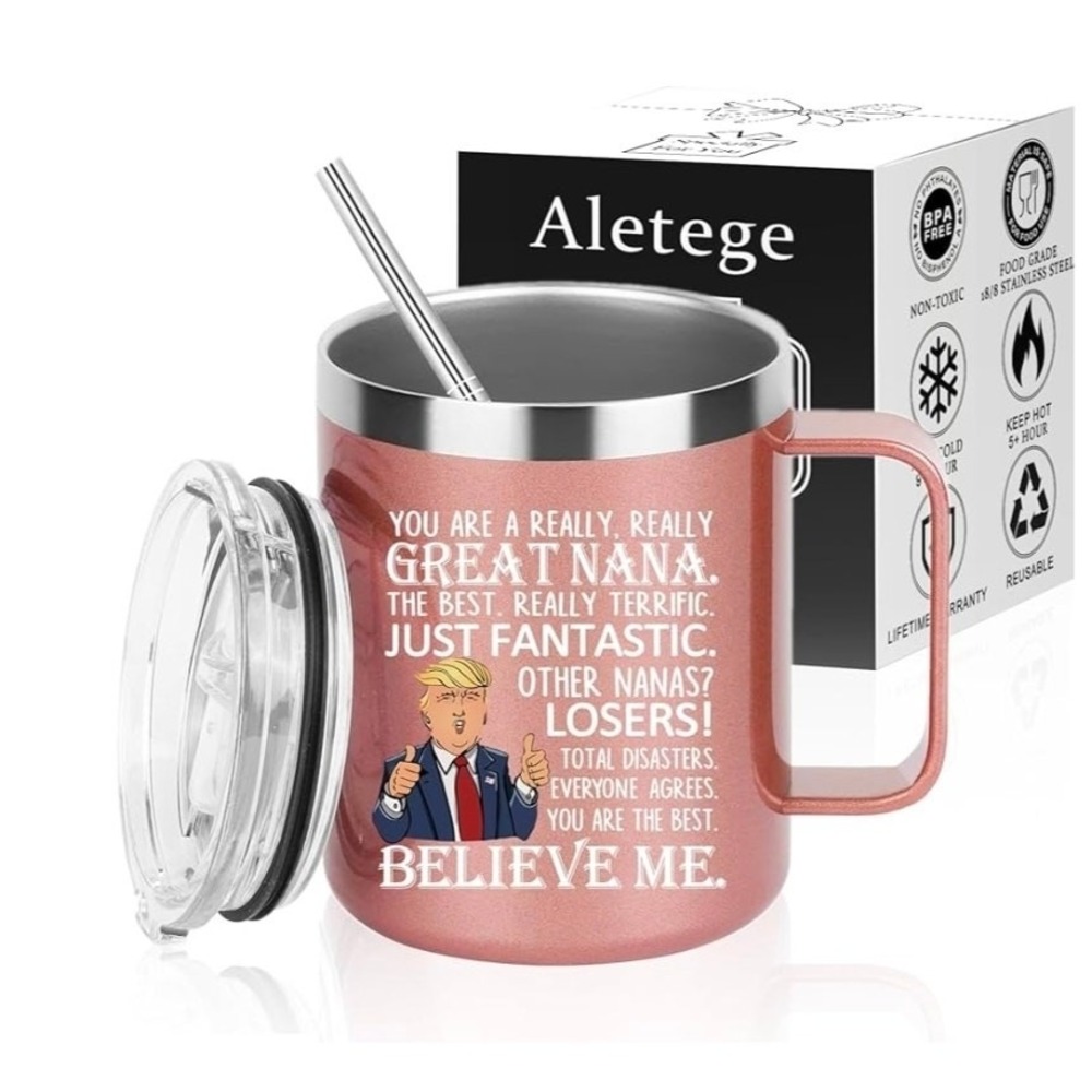 Aletege Great Nana Trump Funny 12 oz Rose Gold Insulated Coffee Mug Gift